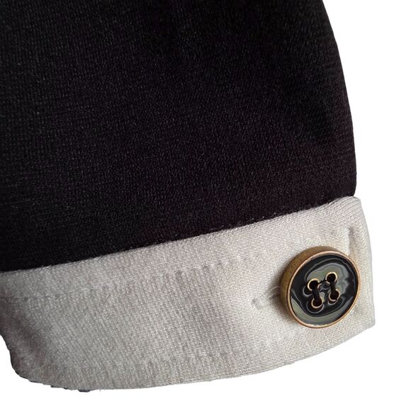 Boston Proper Black White A-Line Dress Size 8 Career Office V-Neck 3/4 Sleeve - Picture 5 of 8